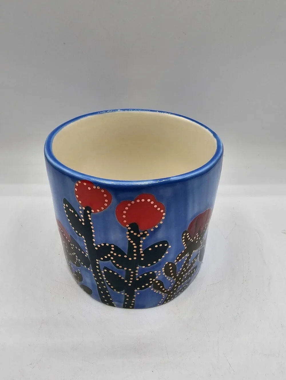 Anthropologie Francesca Kaye Atelier floral mug with a blue body